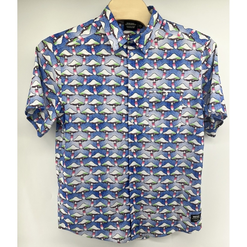 WESC Superlative Conspiracy Shroomspiracy Oden Shirt AOP Mushroom Print XL